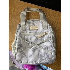 Fit + Fresh Gray Marble Carli Insulated Lunch Bag Tote Mesh Pocket 11"